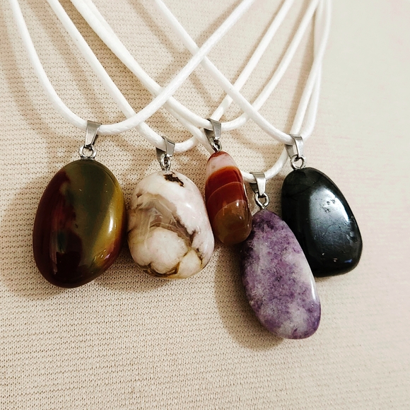 5ct Necklaces, Labradorite, Lepidolite, Carnelian, Mookaite, Flower Agate A - Picture 2 of 3